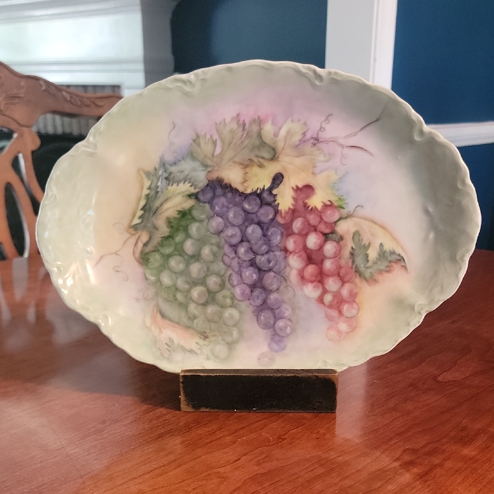 Hand-Painted Grape Design Platter